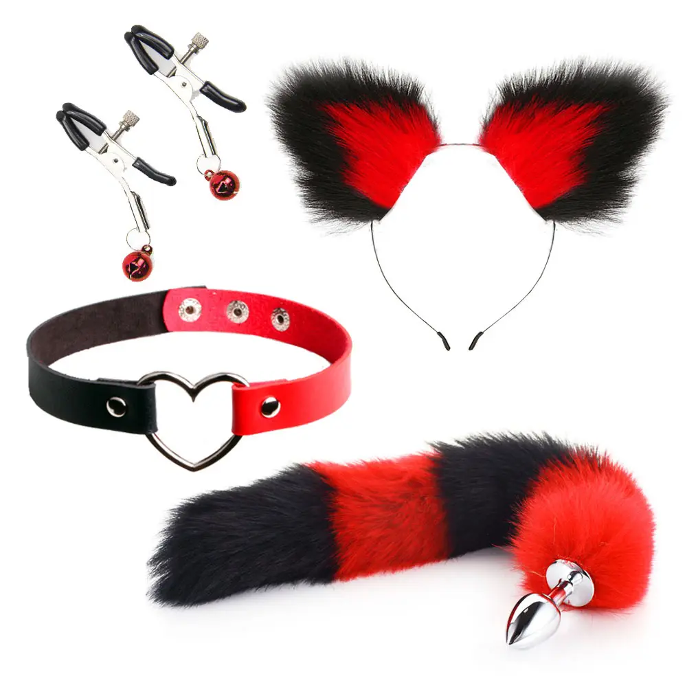 Wholesale Anal Plug Set Fox Tail Butt Plug Nipple Clips - Image 2