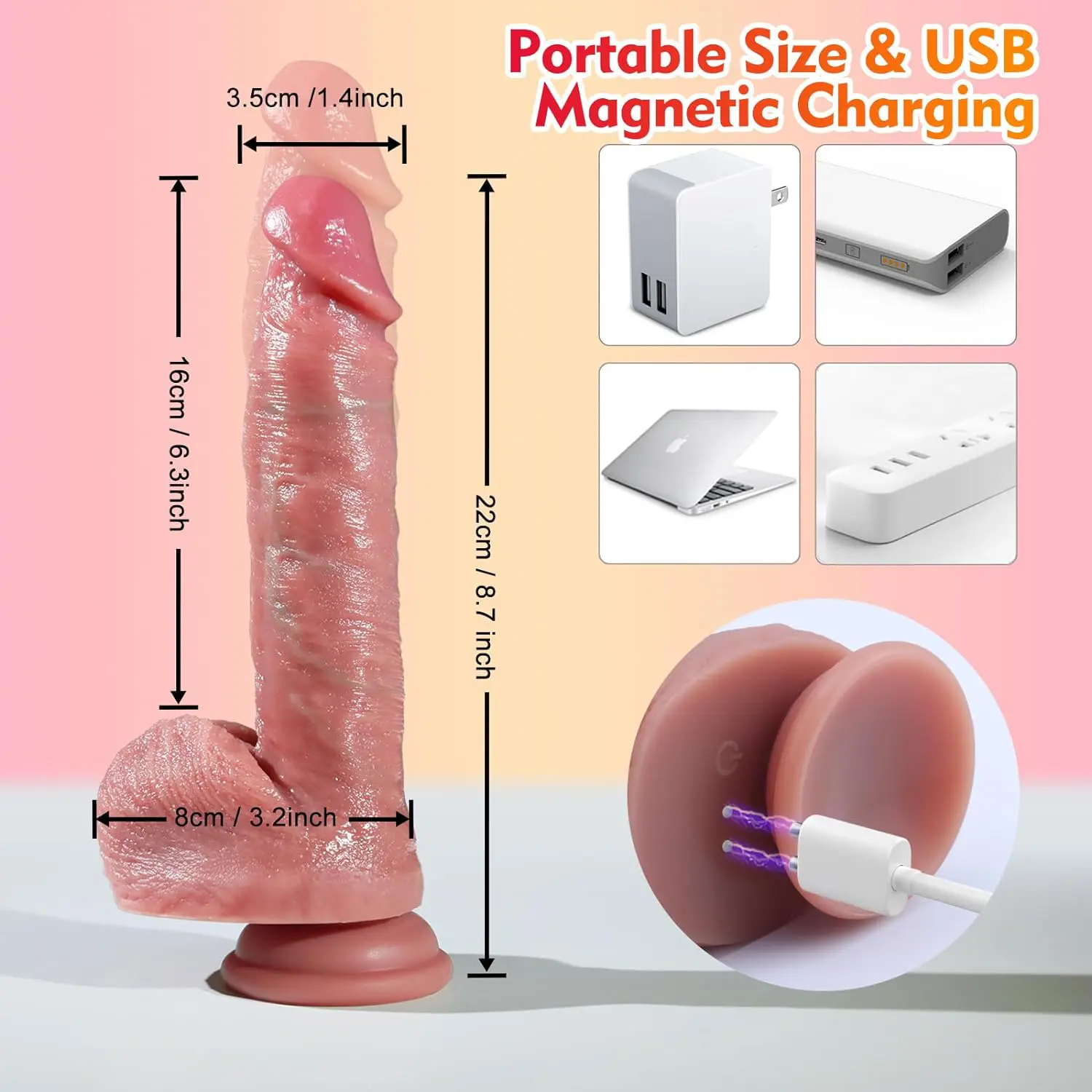 Thrusting Dildo Vibrator Factory Remote Control 8.7 Inch - Image 4